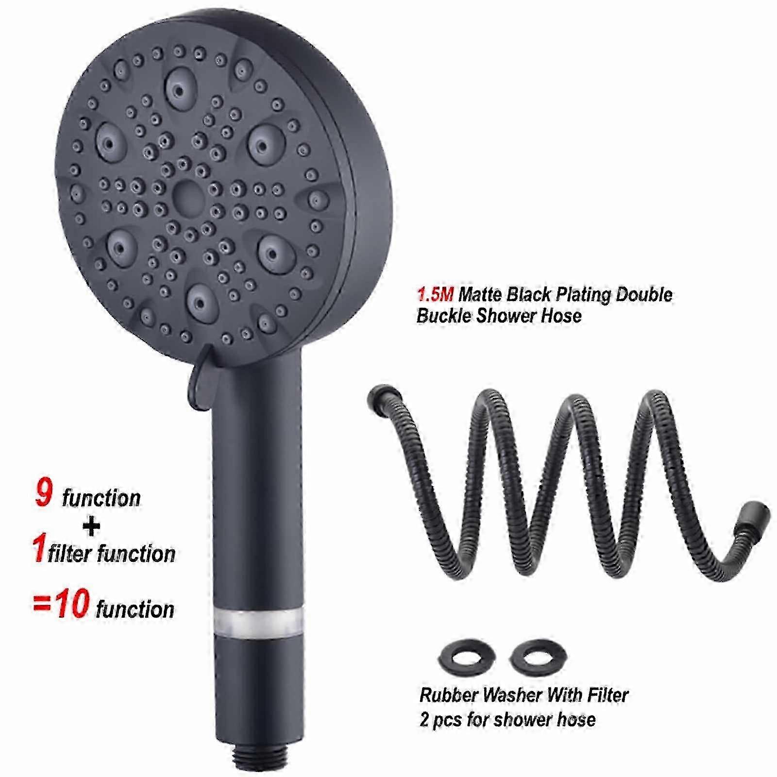 Handheld Shower Head with Filter, High Pressure 10 Functions Showerhead with Hose, Bracket and Water Softener z