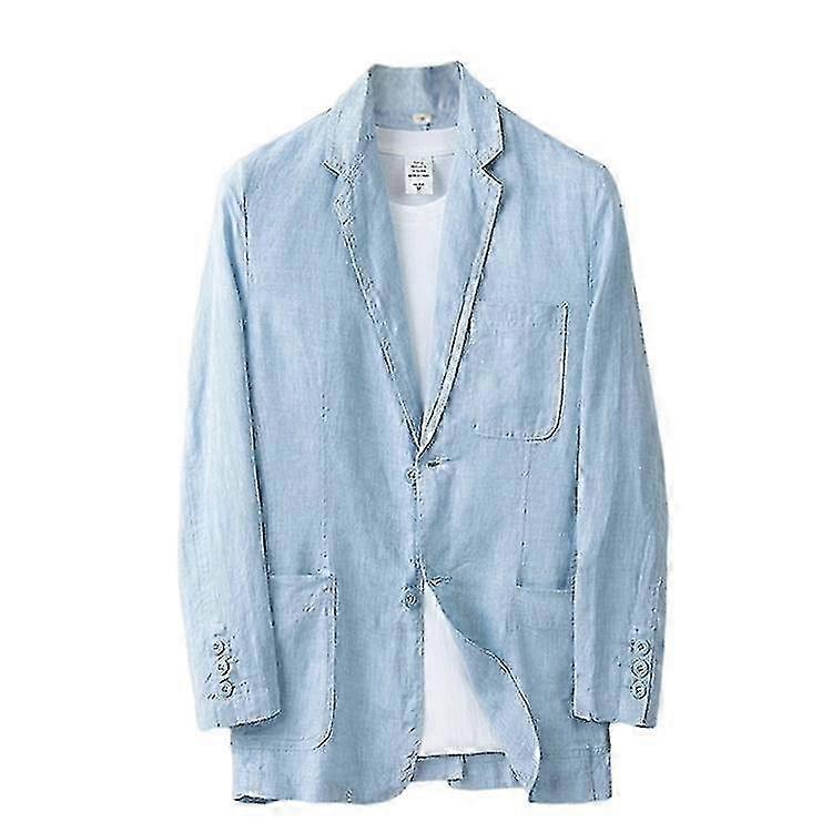 Versatile linen coat for men with two-button front