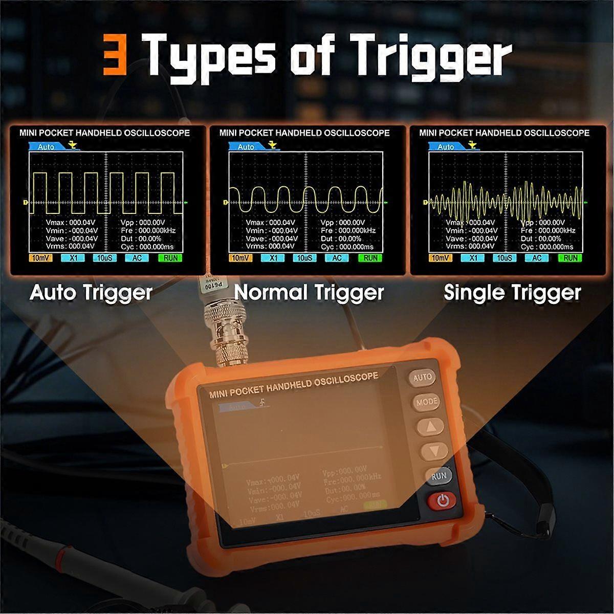Handheld Digital Oscilloscope 250kHz 2.5MS/S AUTO Set 2.8'' LCD 40V Rechargeable 3H Battery for Re
