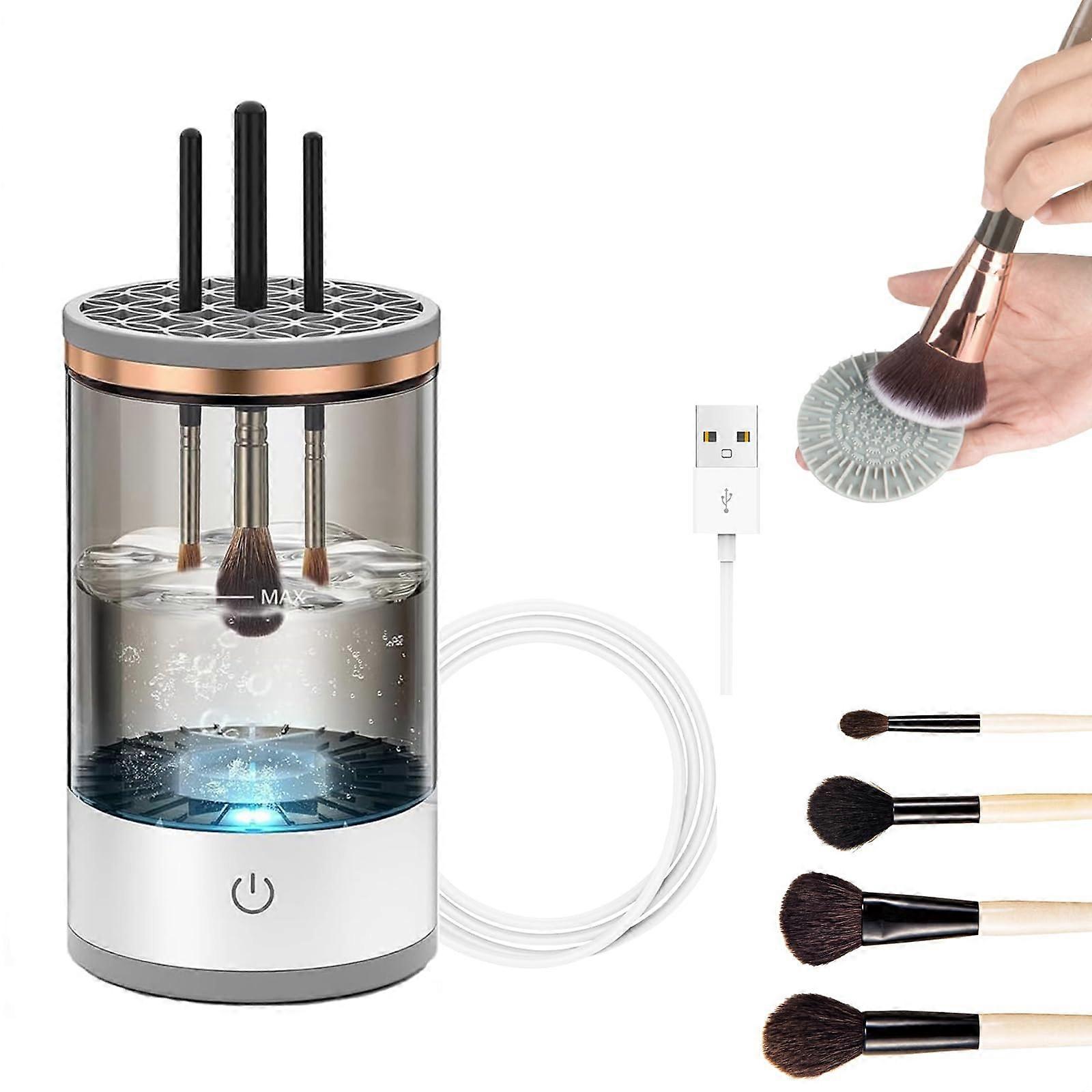 Electric Makeup Brush Cleaner Machine 3in1 USB Powered with Drying Stand and Cleaning Mat