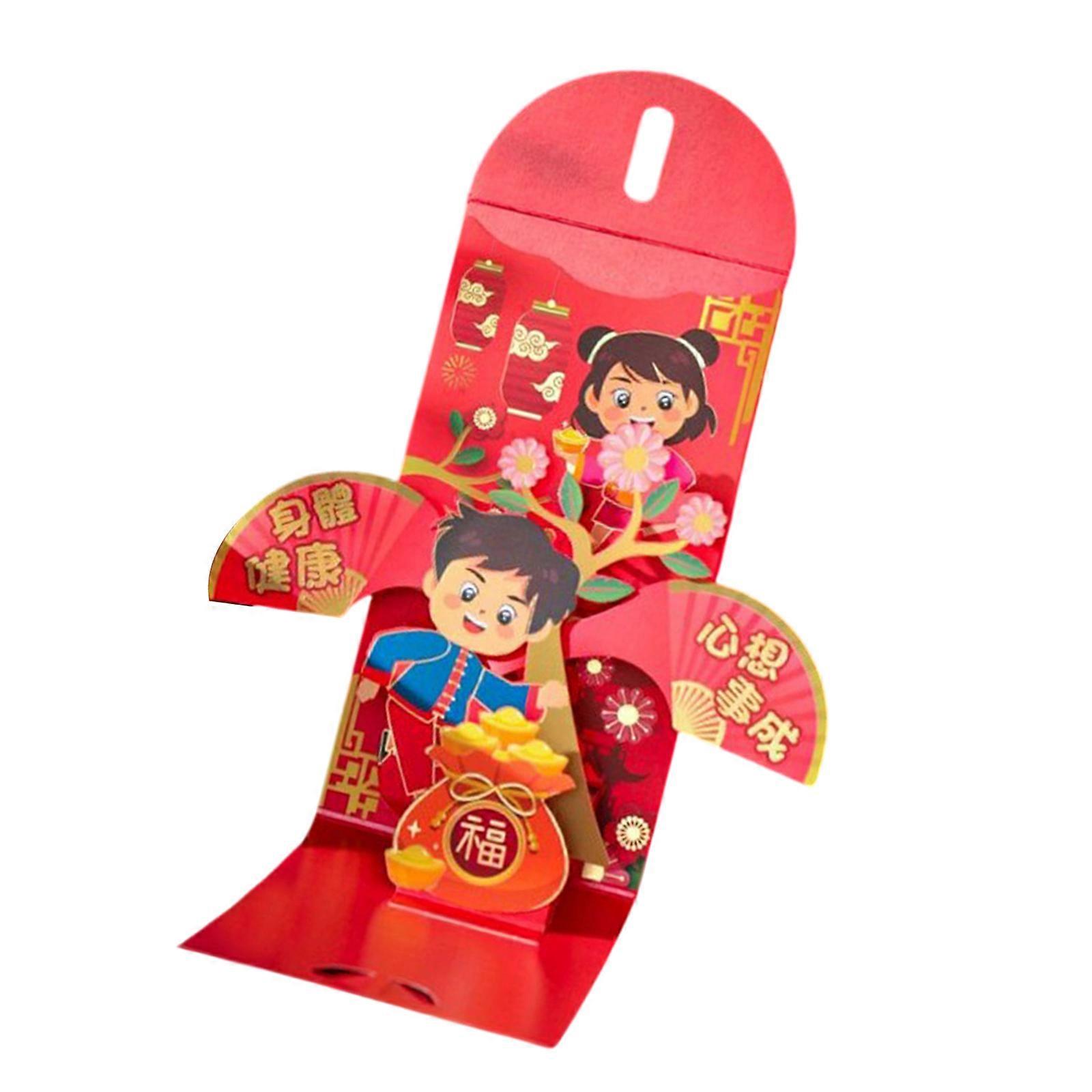 Elegant 3D Redness Envelopes for 2025 Snake Year Celebration Paper Hongbao Money Packet for Cultural Enthusiasts Multicolor