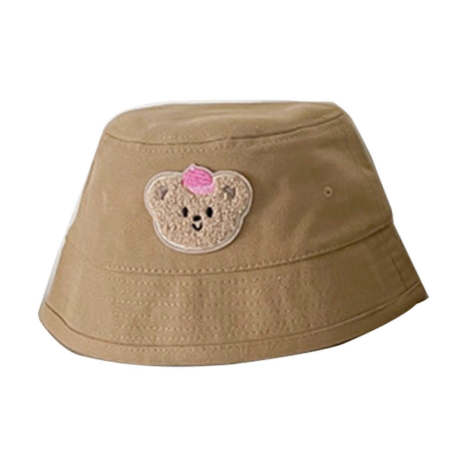 ضبط قبعة صياد الأطفال مع قبعة دلو الأطفال بنمط الدب مريحة وقبعة واقية من الشمس مثالية للمتعة في الهواء الطلق كاكي