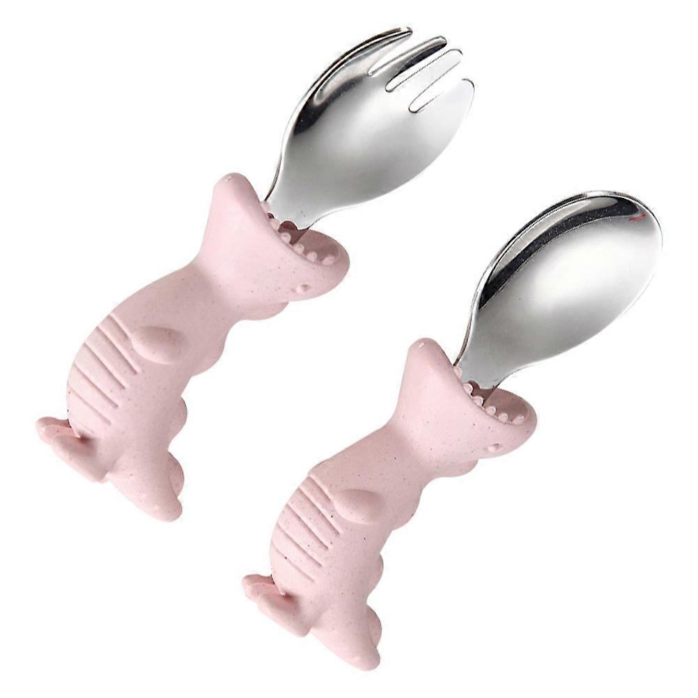 2pcs Baby Fork Spoon Kids Learning Tableware Toddler Training Spoon Fork