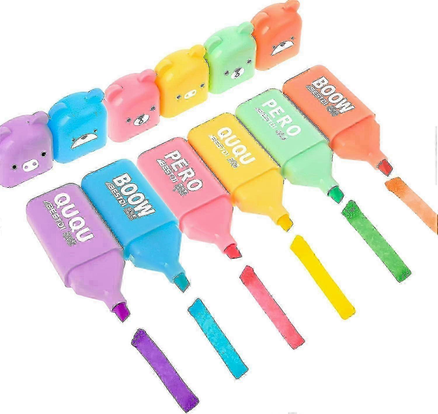 w 6 Pack Highlighter Pen, Aesthetic Cute Highlighters Cream Colors Chisel Tip Highlighter Marker Study Notes School Office