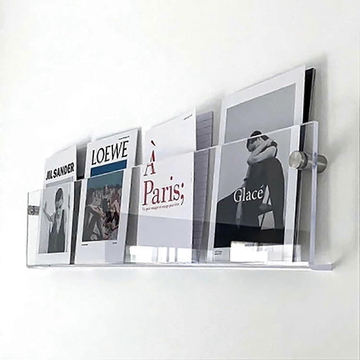 ウォールマウントアクリルマガジンラック、フィッティング付きクリアホルダー(60cm)