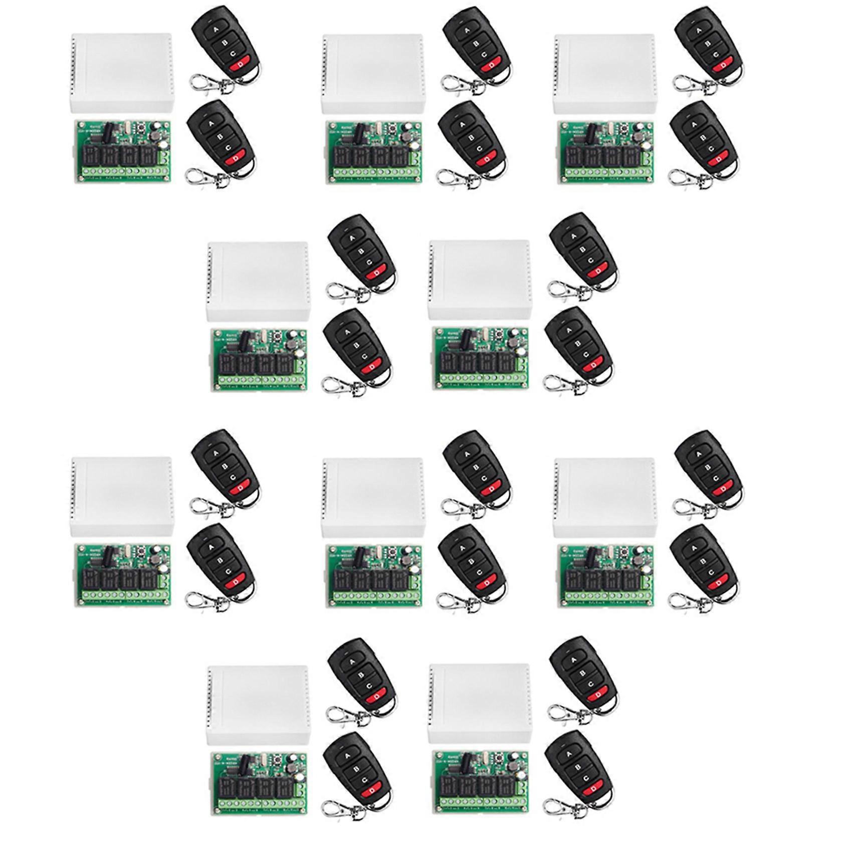 10X DC12V 24V 4CH Remote Control Switch 433M Receiving Control Four-Way Relay Module
