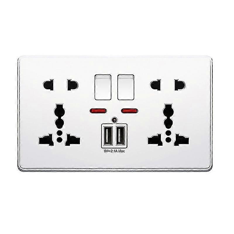 Multifunction Uk 13a Wall Socket Push Button 2.1a Double Usb Charging Ports Three-hole Two-hole Home Wall Outlet Button