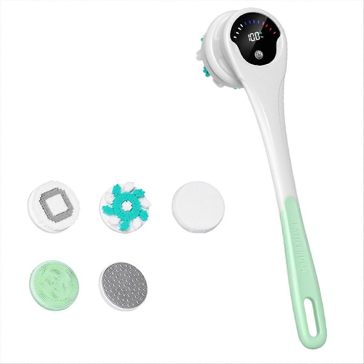 Electric Bath Brush Lazy Back Scrub Bath Scrubbing Brush Green