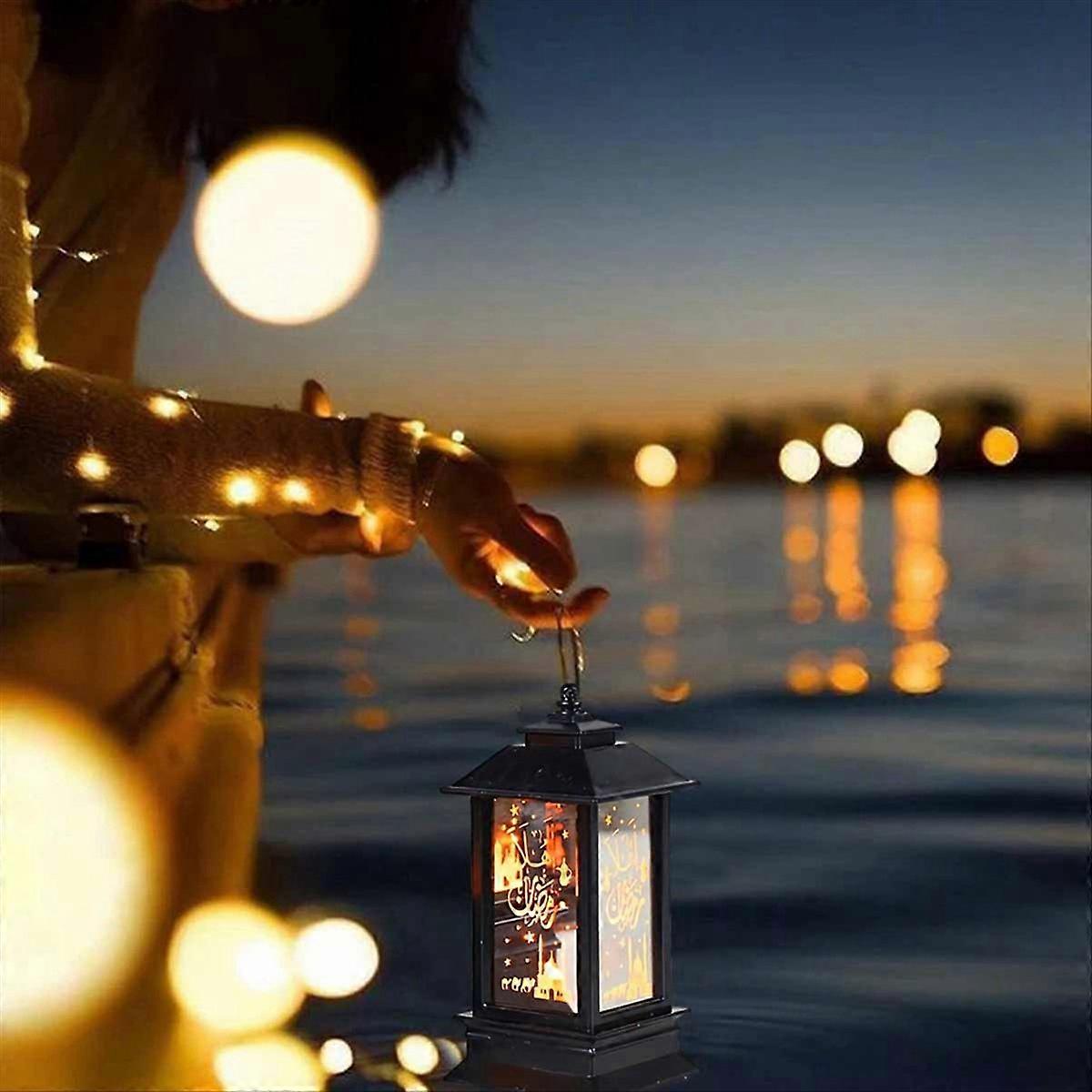 Eid Mubarak Lantern Ornaments Ramadan Lantern Nightlight Lighting,A