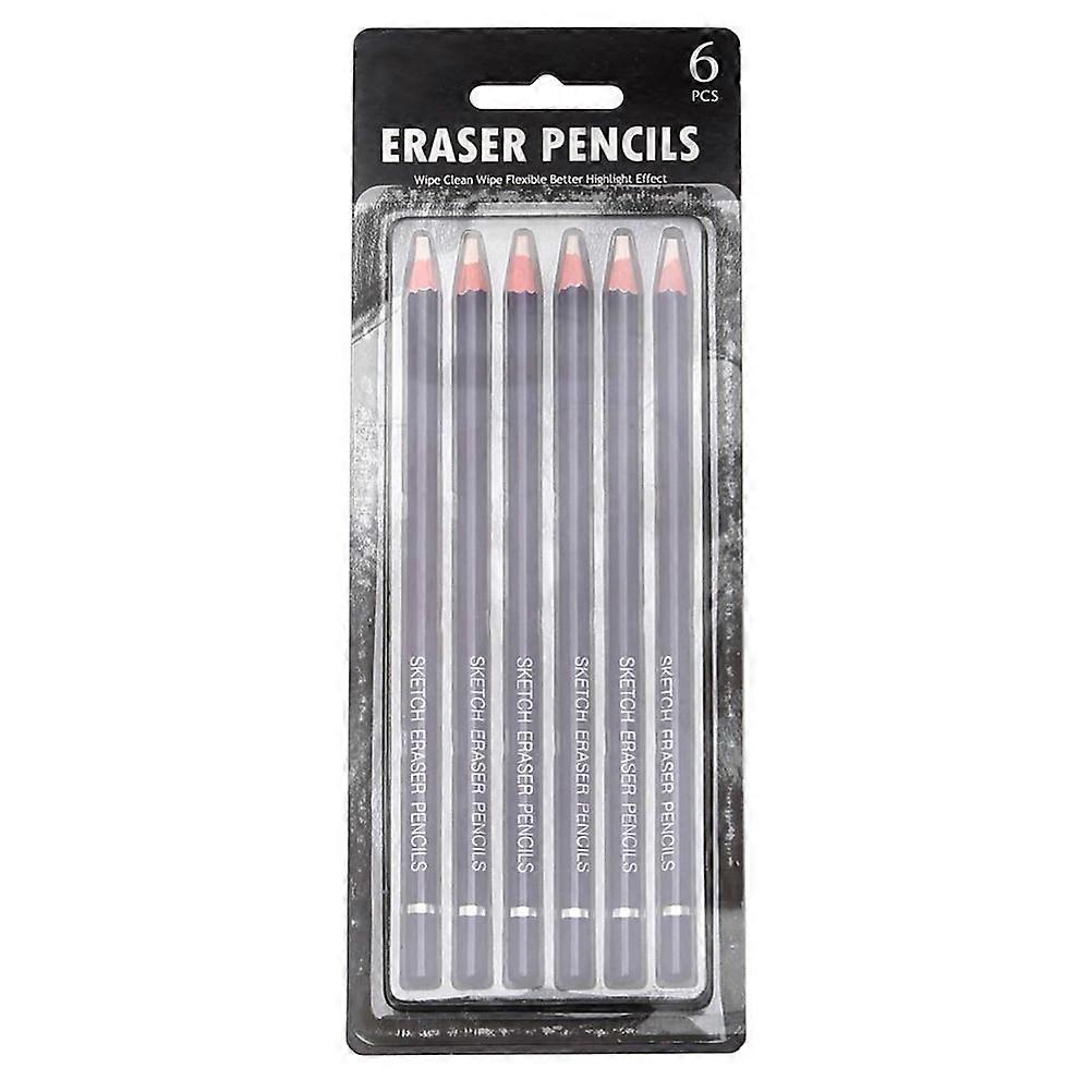 6Pcs Rubber Eraser Pencils for Student Art Projects and Painting Multi Size: 6 Pieces