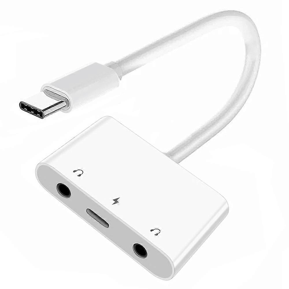 UC-155-TC005 Type C to Dual 3.5mm Audio AUX + MIC Sound Card with PD Power Charge Adapter for Laptop Tablet Phone