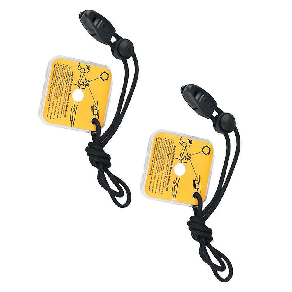 Emergency Reflective Mirror for Outdoor Survival Use 2Pcs with Lanyard