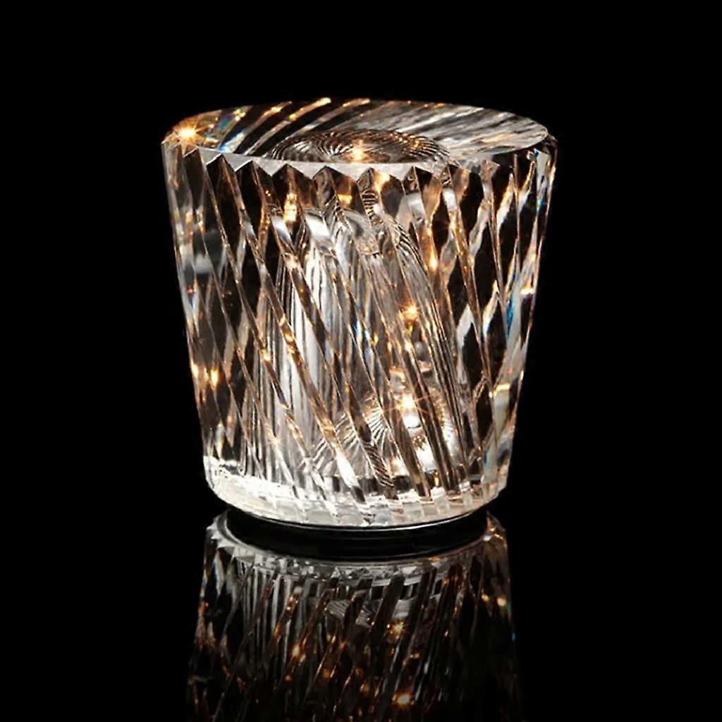 Crystal Table Lamp with Touch Control, USB Powered Bedside Night Light, 3 Color Dimmable Acrylic Design