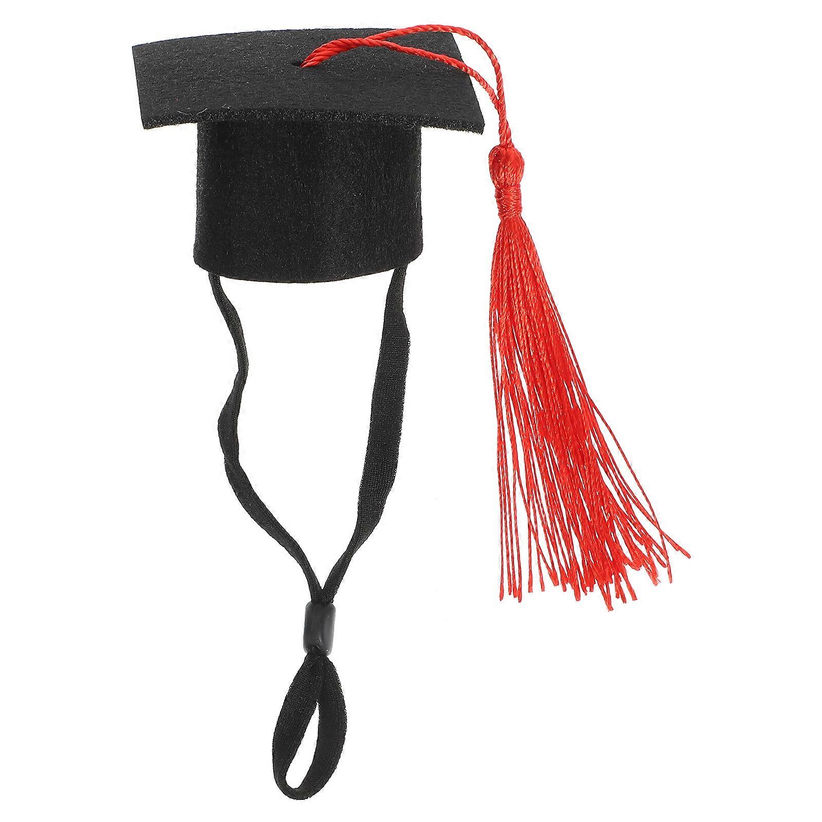 Black Felt Small Pet Hat Hamster Graduation Cap Adjustable 5Pcs