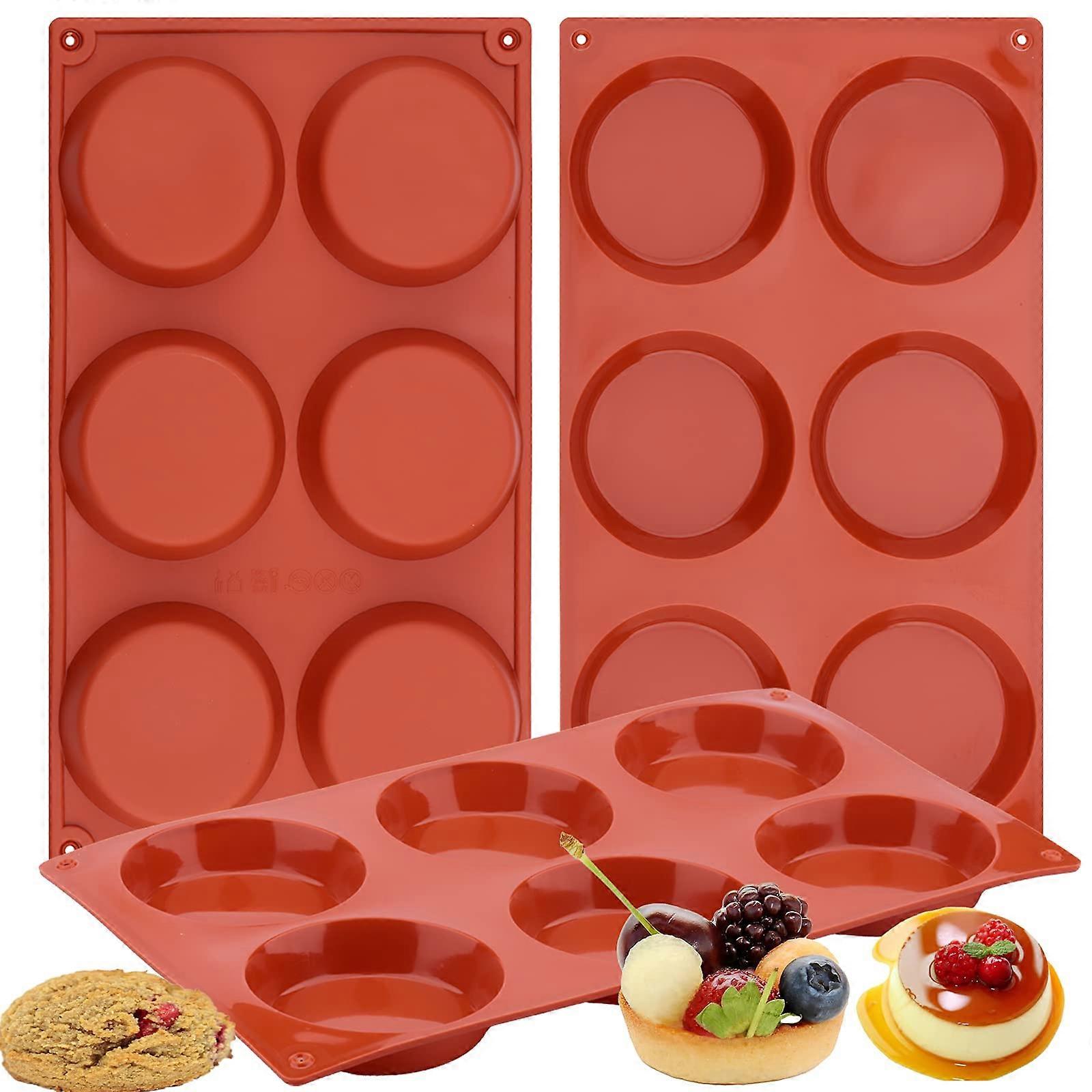 Silicone Baking Molds 3 Inch Round Egg Molds Nonstick Easy Release for Muffins Sandwiches Pack of 3