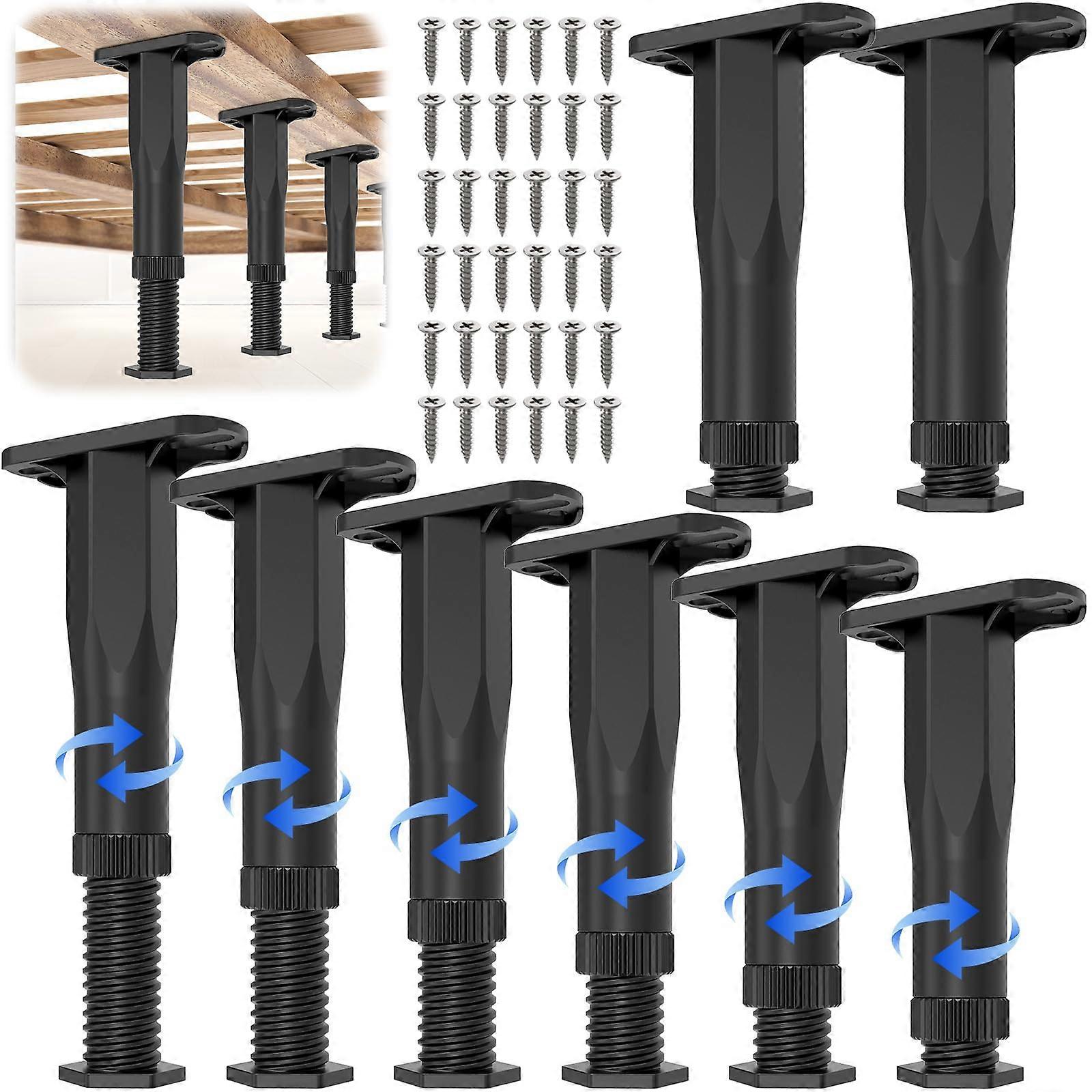 8PCS Heavy Duty Adjustable Bed Frame Support Legs with Wide Height Adjustment for Furniture Replacement