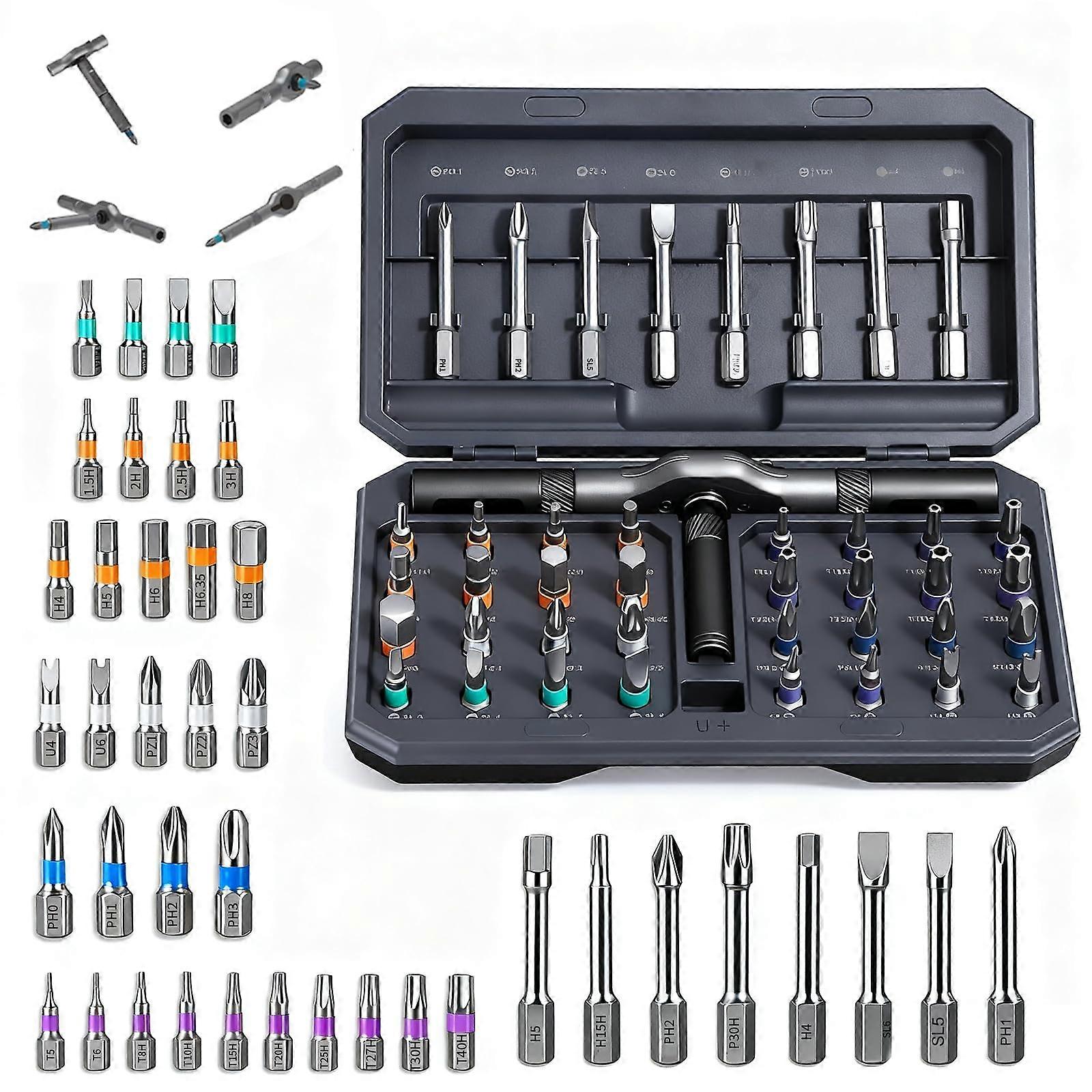 42 in 1 Ratchet Screwdriver Set with Magnetic Tips, MultiAngle Head for DIY and