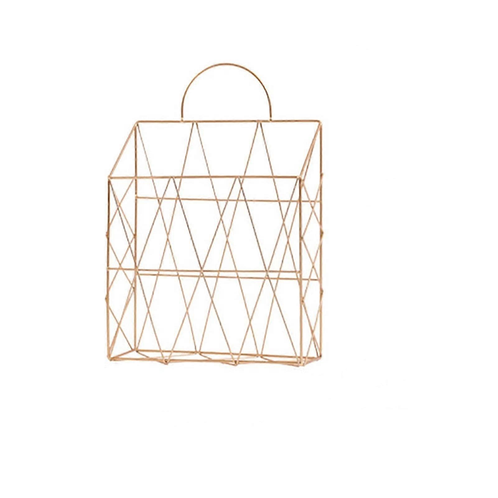 Black Wall Mounted Storage Basket with Handles, Rustproof Metal Wire Organizer for Kitchen Bathroom