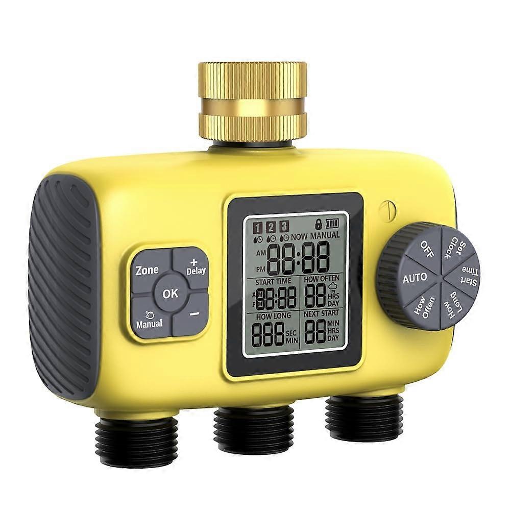 3 Outlet Garden Water Timer with Automatic Scheduling, Digital Control and Lawn Irrigation System