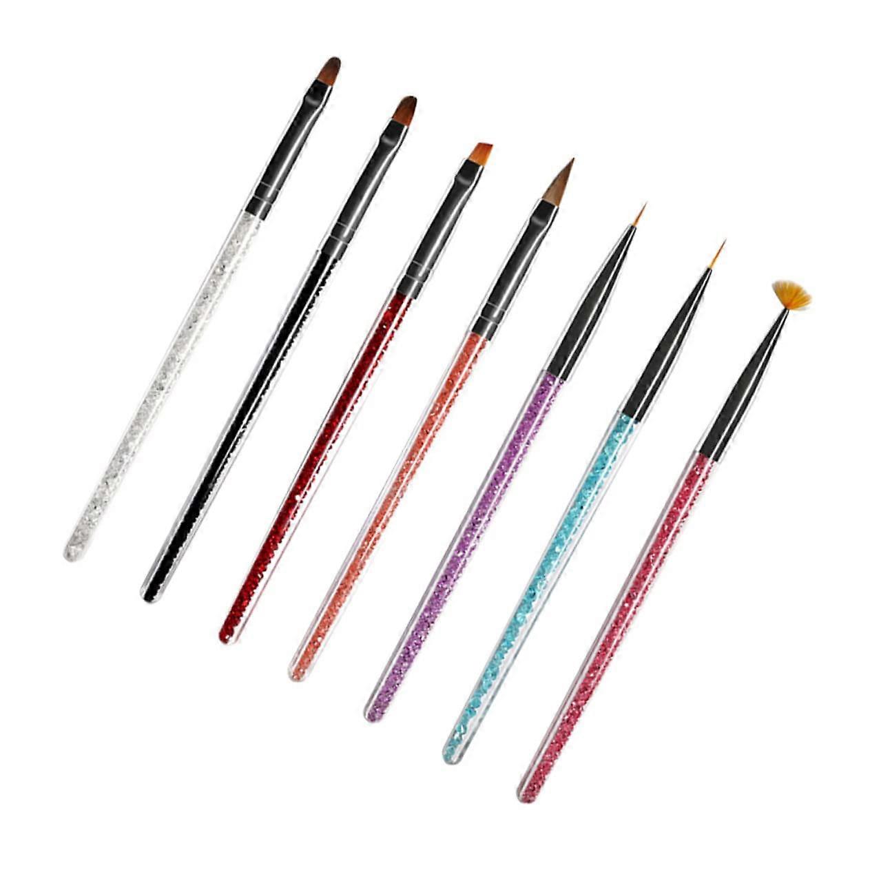 8 Piece Nail Art Brush Set with Multiple Tip Styles for Precise Lining Control and Gel Manicure