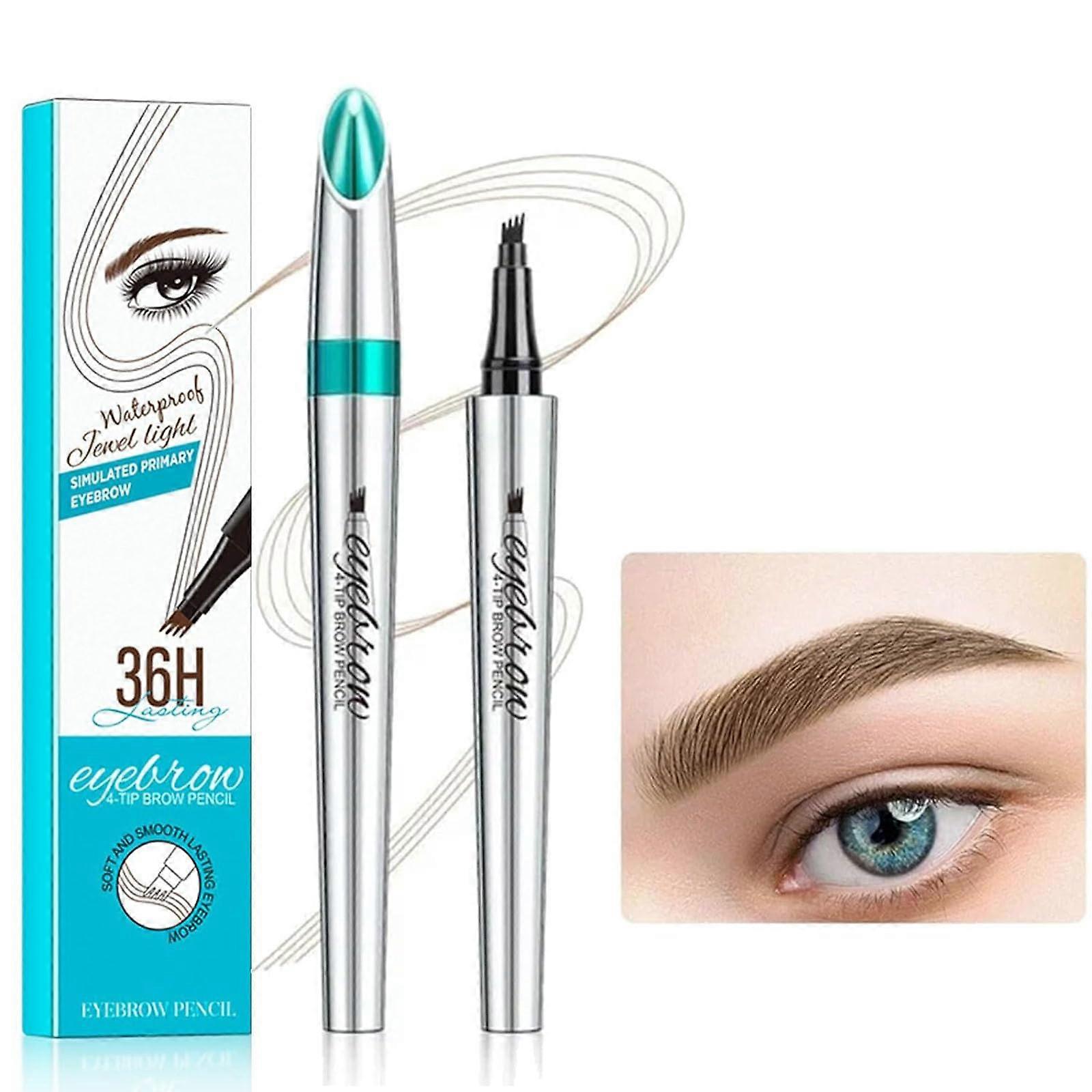 Waterproof Microblading Eyebrow Pencil Dark Brown with 4 Tip Precision for Natural Long Lasting Brows