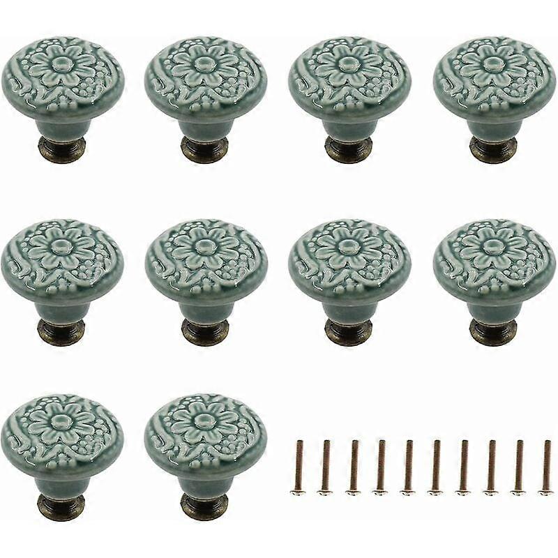 10-pack Decorative Ceramic Knobs (Green) Drawer (Green) Cabinet Dr p