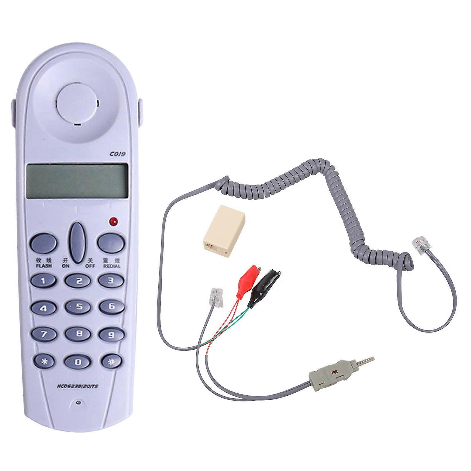 C019 Basic Trimlines Corded Phone, 13 Number Memory, Wall Mountable Phone  gray white