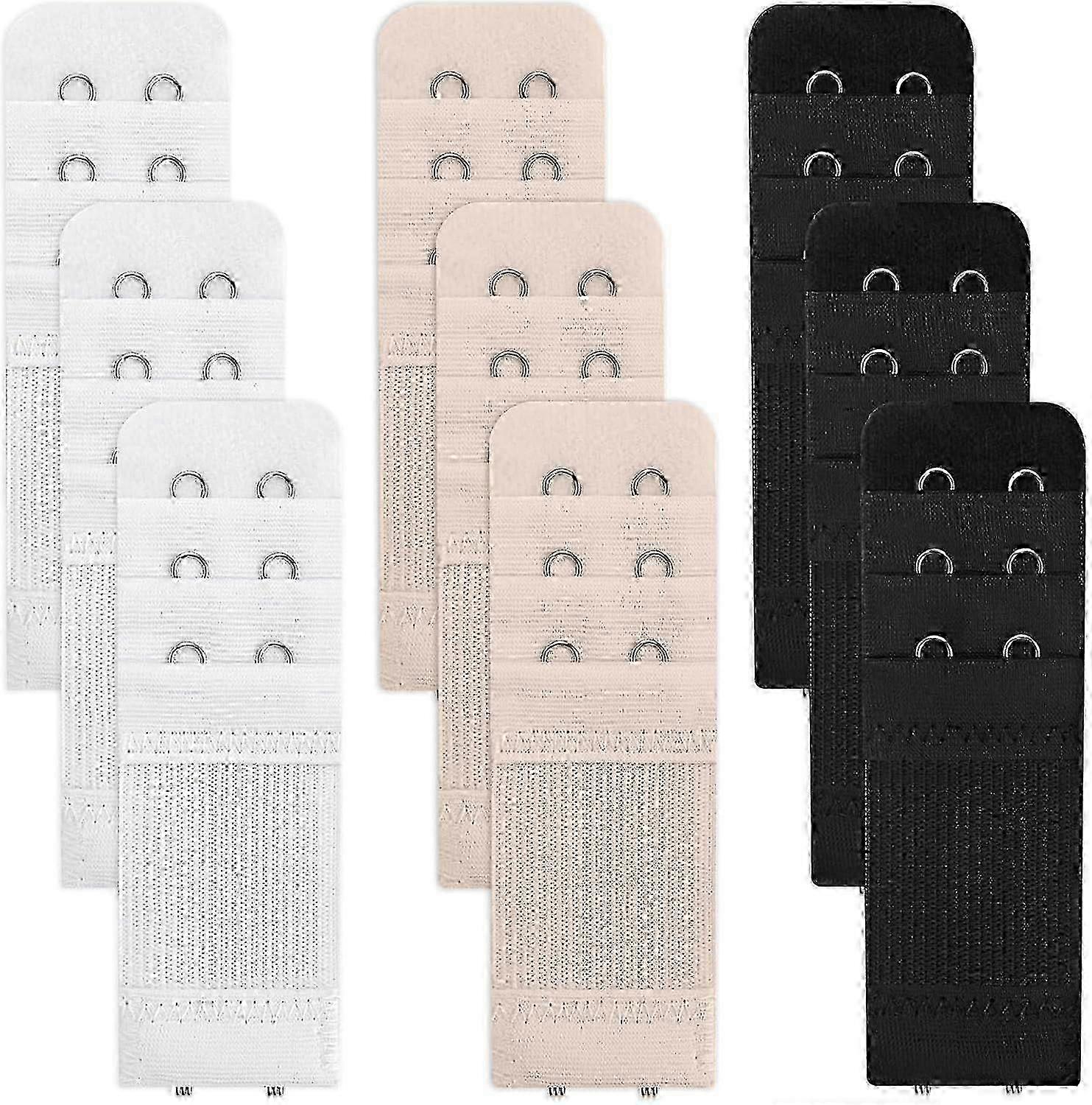 9 Pcs Bra Extender 2 Hook 3 Row, Women's Soft Comfortable Elastic Bra Strap
