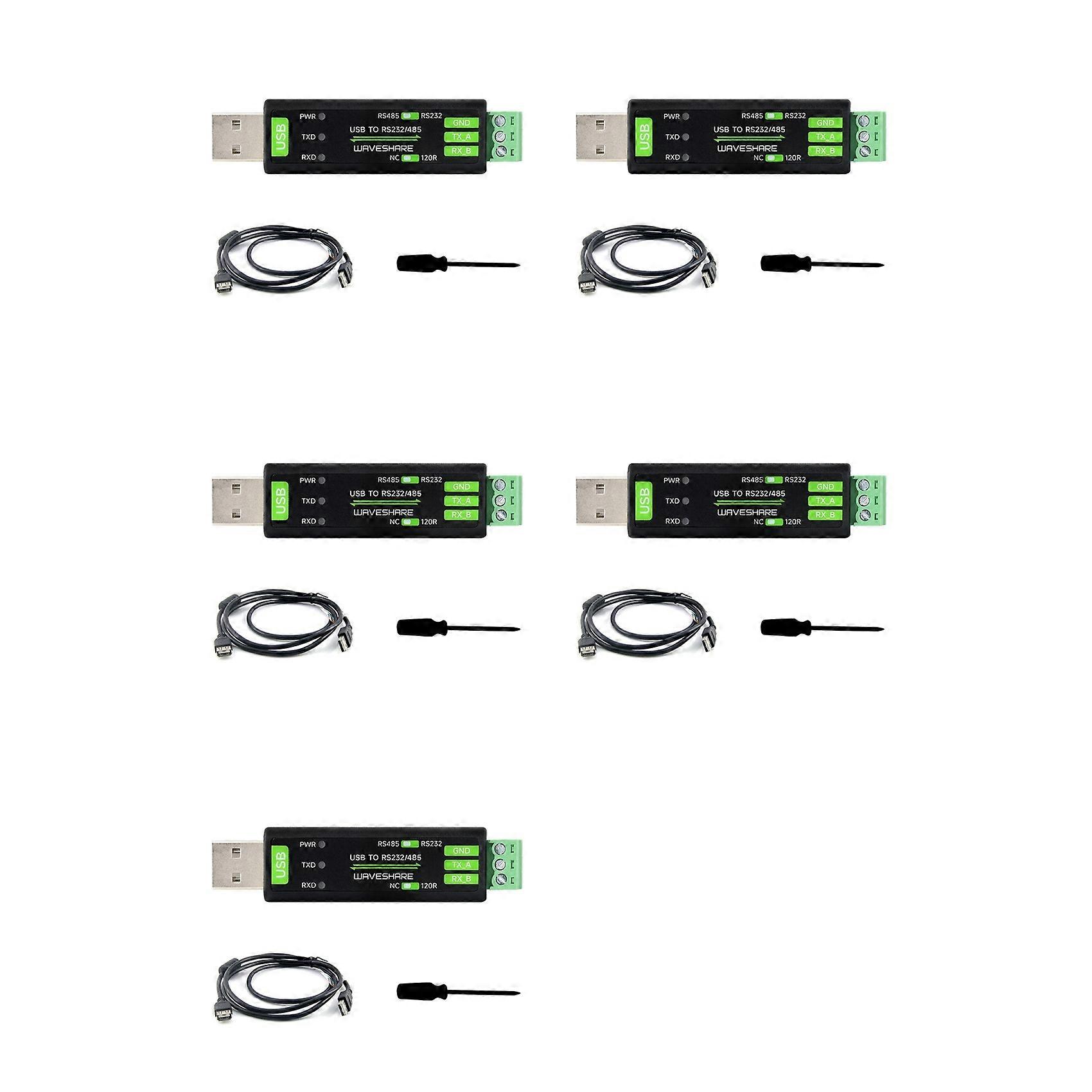5X Waveshare USB to RS232/485 Serial Communication Converter FT232RNL for Mac Linux Android Win 11/10/8.1/8/7