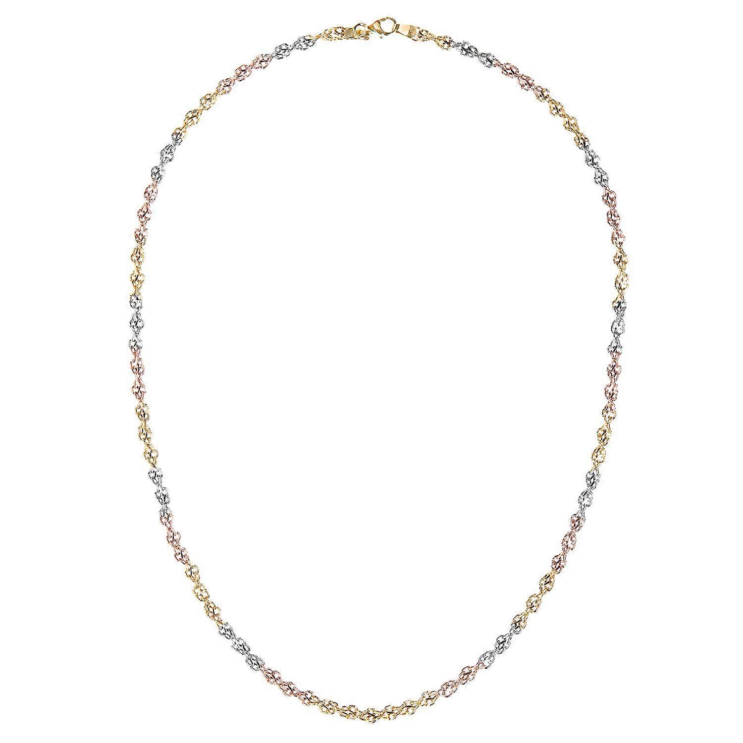 Jewelco London 9ct 3 Colour Gold Infinity Chain Necklace 18 inch 46cm