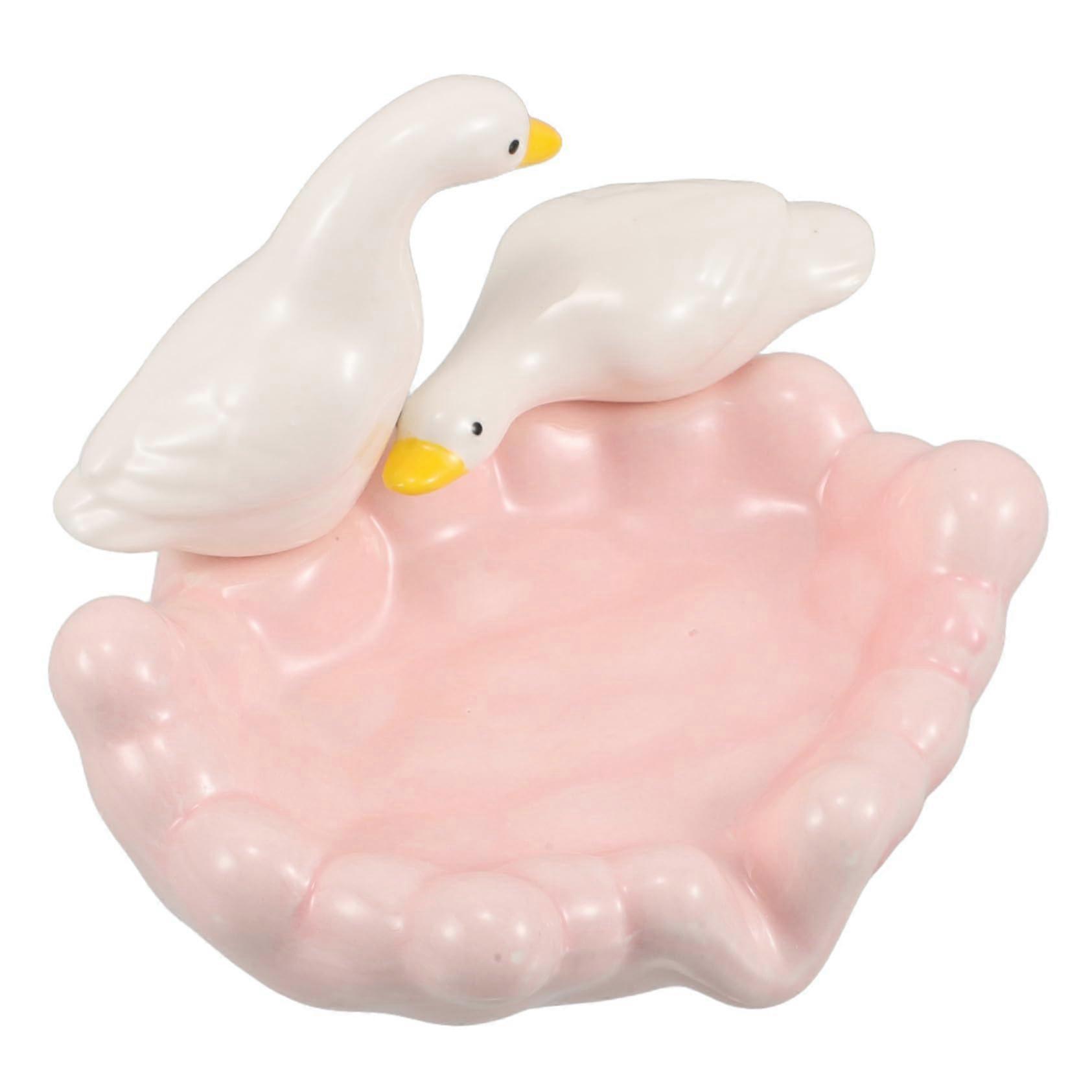 Cute Ceramic Soap Dish with SelfDraining Duck Design for Bathroom and Kitchen Sink