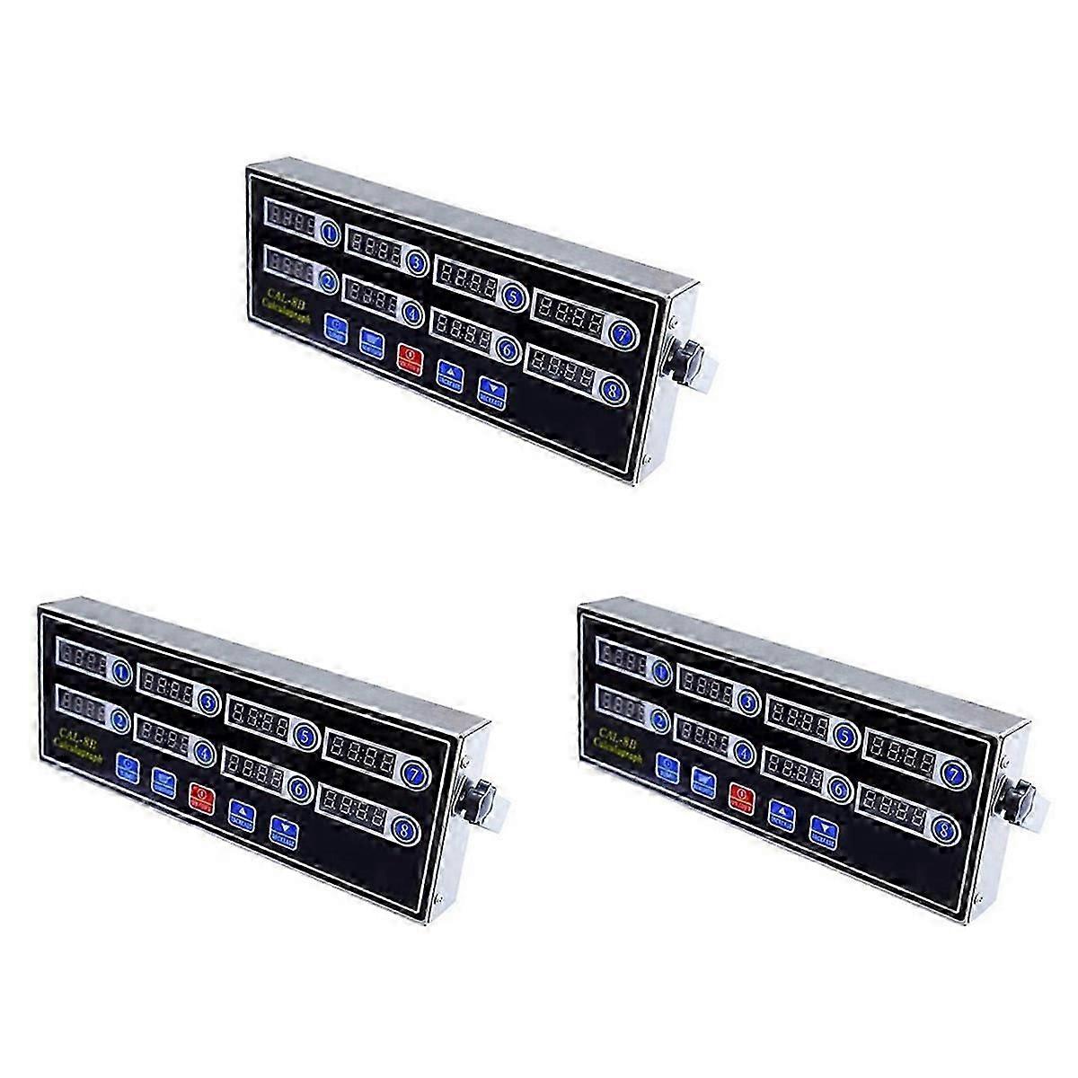 Commercial 8 Channels Digital Kitchen Timer, Stainless Steel,EU Plug