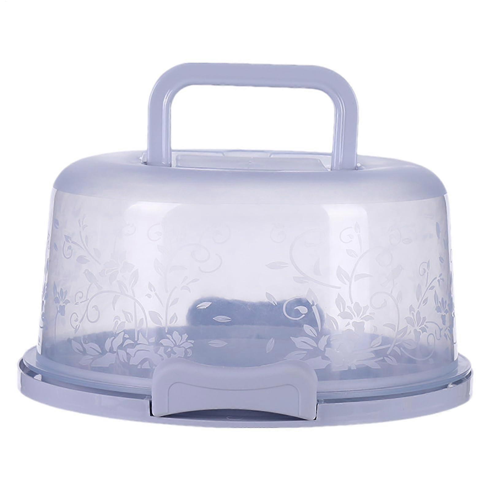 Cake Carrier with Secure Locking Lid and Handle, 10 Inch Round Cake Storage Container, Blue