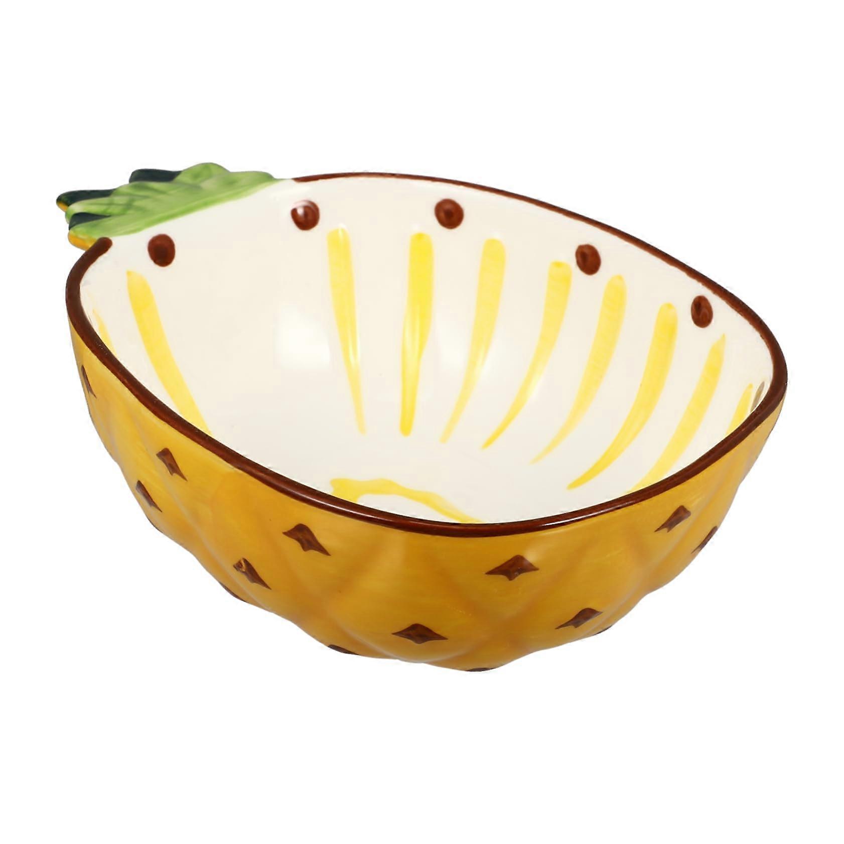 Ceramic Serving Bowl with HandPainted Pineapple Design, BearShaped Footed Fruit and Dessert Dish