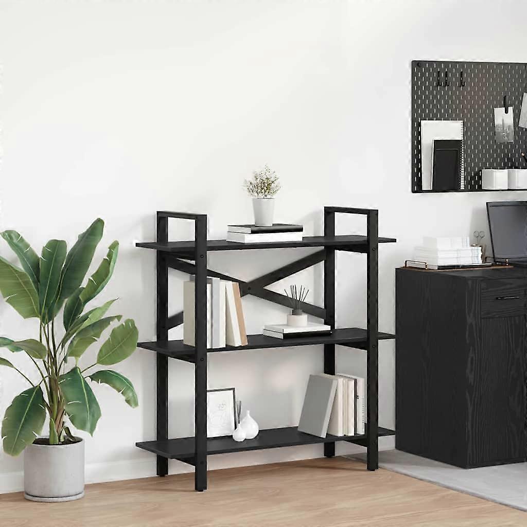 Bücherregal Schwarz Eichen-Optik 100 x 33,5 x 102 cm