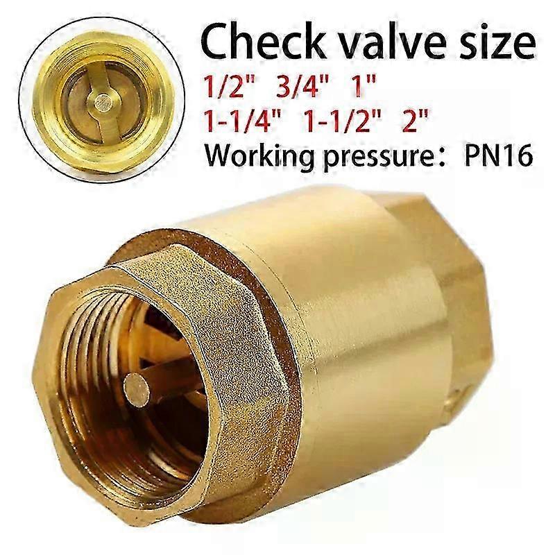 Thickened brass check valve with anti-reverse function, pipe thread, smooth internal thread, spring-loaded, rotary vertical check valve, DN10~DN100