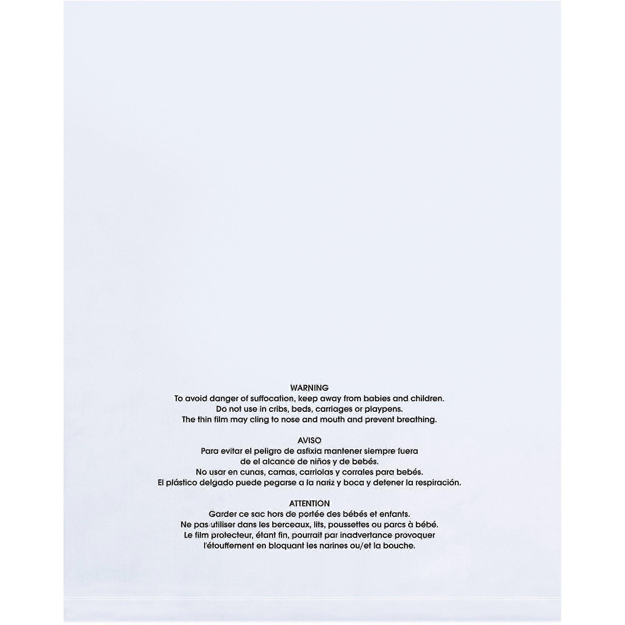 8x10 Clear Suffocation Warning Bags 2 Mil Flat Poly for Labels and Tags 100 Pack