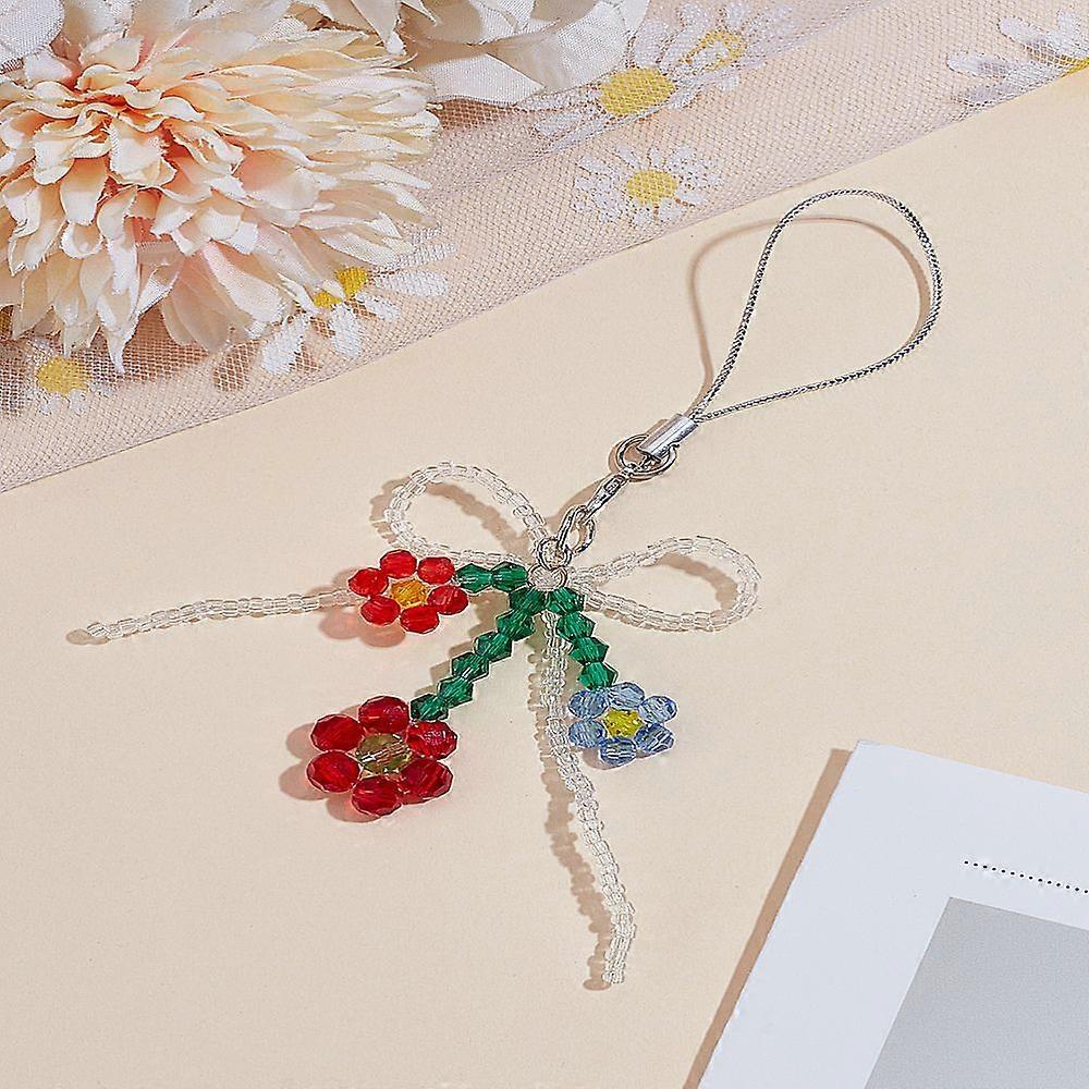 1pc Plastic Beads Mobile Straps Bowknot/Flower Red 115mm