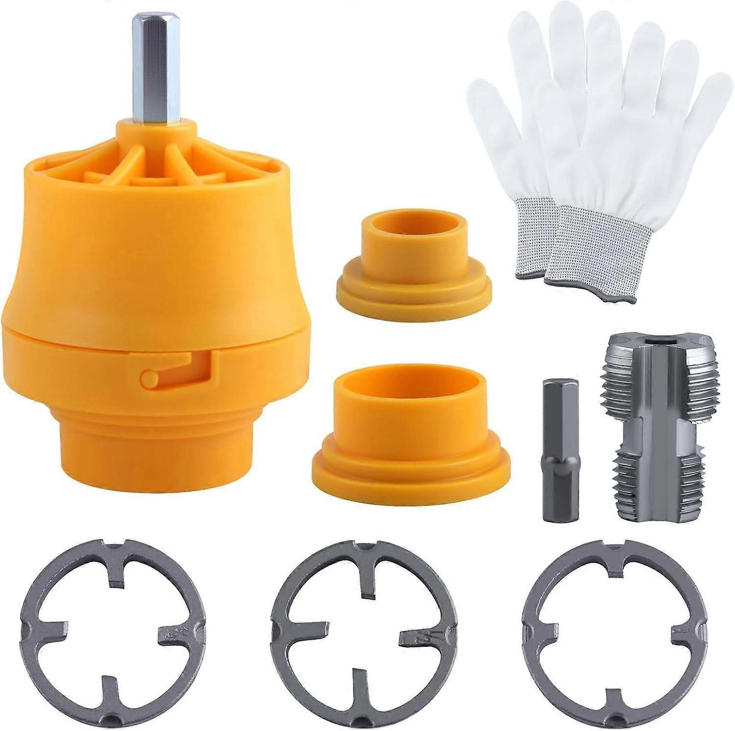 8PCS Electric Drill Compatible PVC Pipe Threader Kit with Different Die Sizes, PVC Thread Maker Tool for Electric Drill Pipe Threading Plumbing