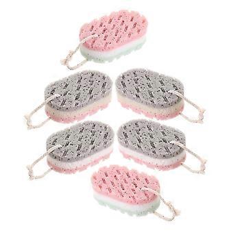 6pcs Soft Exfoliating Bath Sponge for Adults, Three Layer Shower Scrubber with Fast Drying Lanyard
