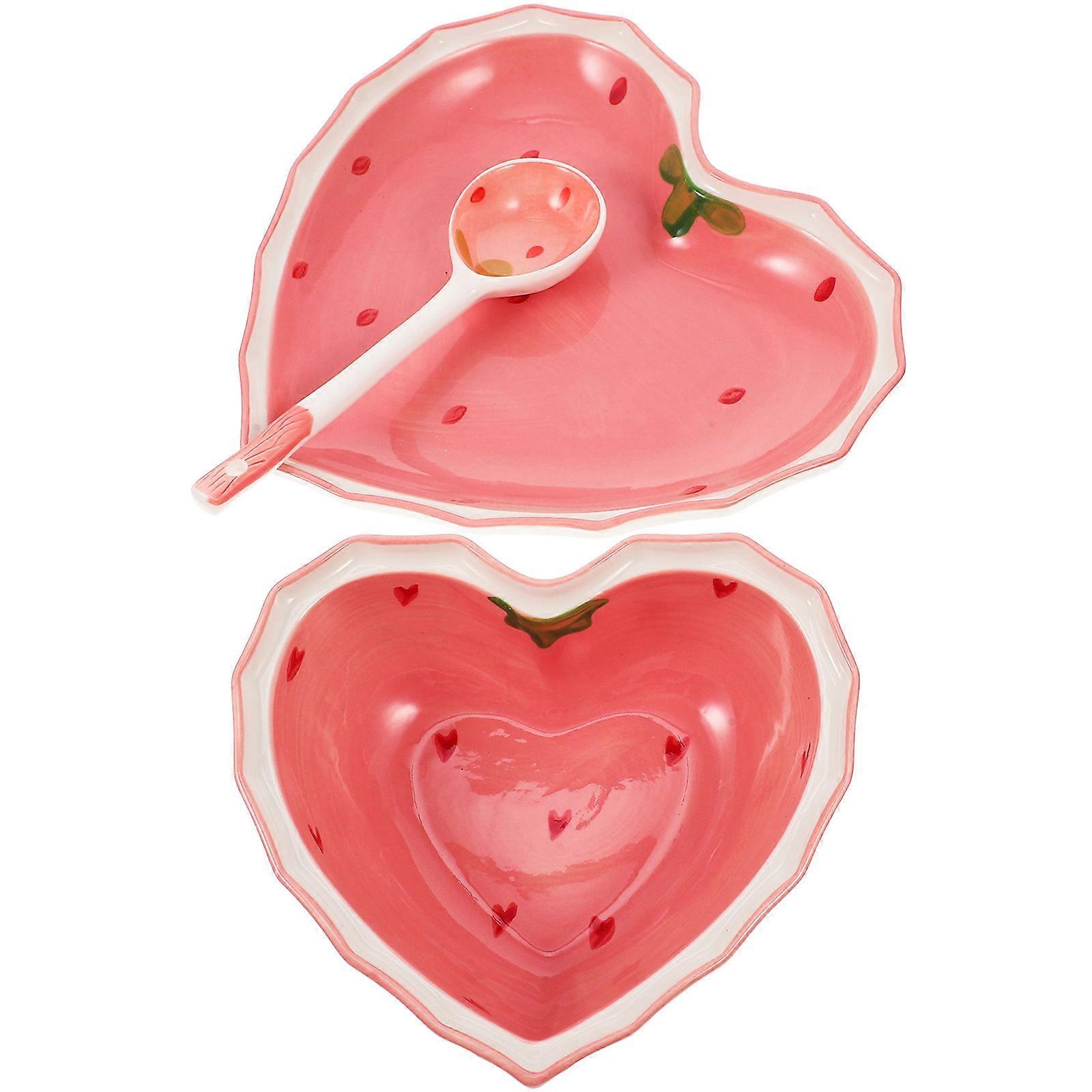 Strawberry Bowl Spoon Plate Set Multi-Function Food Spoon with 1Set