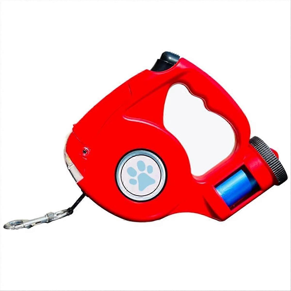 Pet Leash 4.5M Multifunctional LED Flashlight Extendable Red
