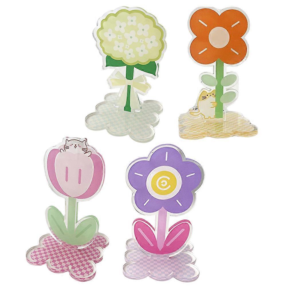 Flower Note Clips Multipurpose Acrylic Memo Clamps for Desktop 4Pcs