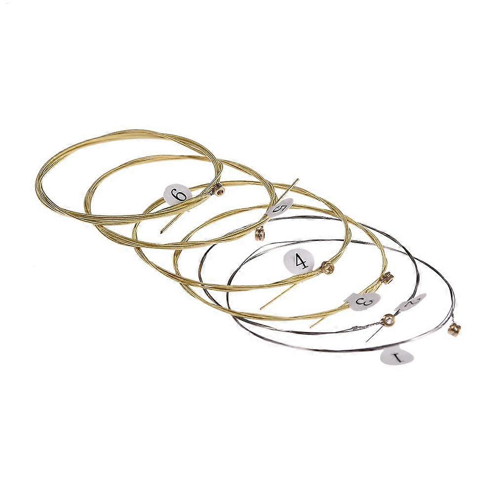 6pcs/set Universal Acoustic Guitar String Brass Hexagonal Steel Core Strings compatible with Musical Instruments replace Accessories