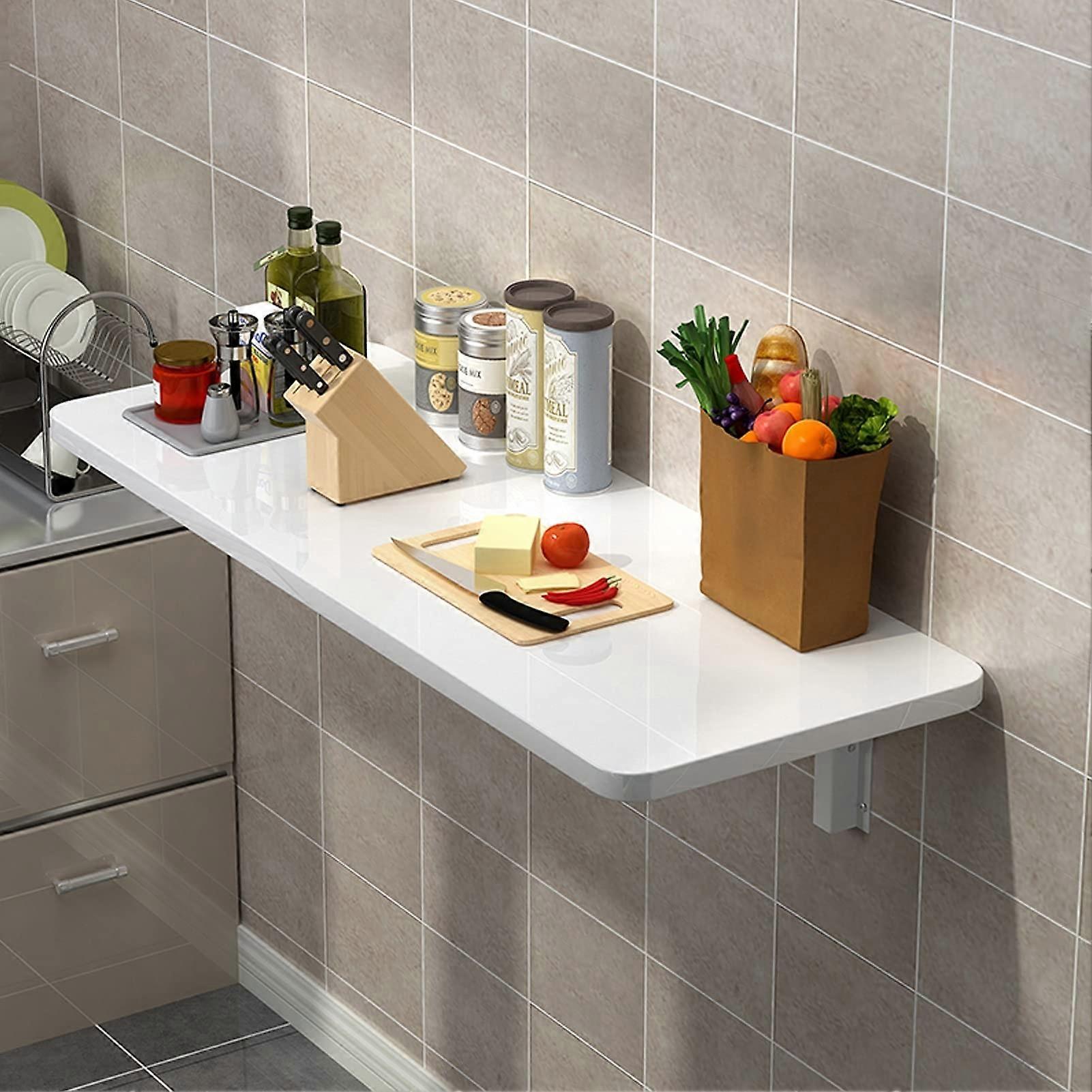 Wall Mounted Folding Table, Floating Desk for Kitchen and Home Office, Corner Design