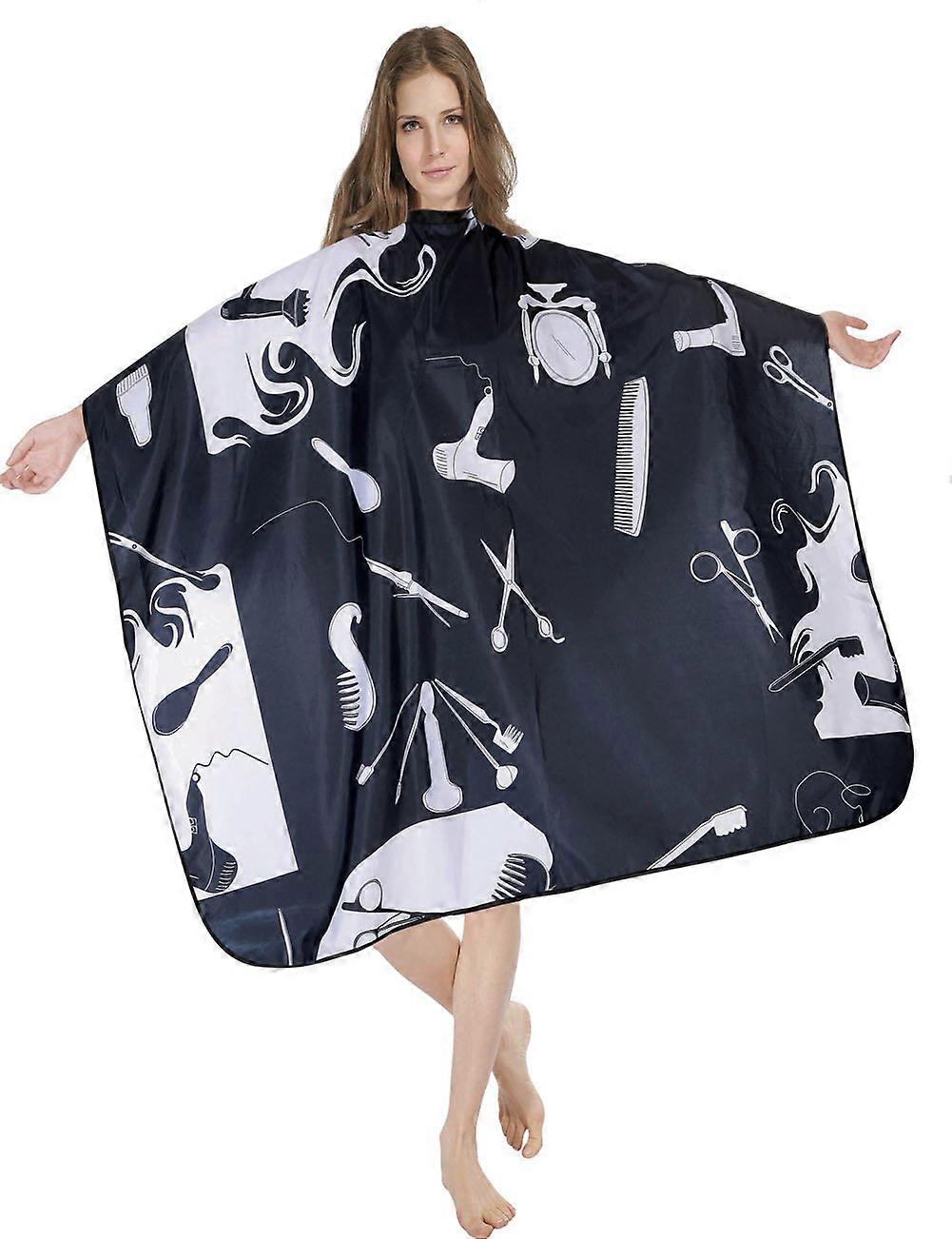 Barber Cape Waterproof Lightweight Polyester with Adjustable Snap Closure Black Full Coverage