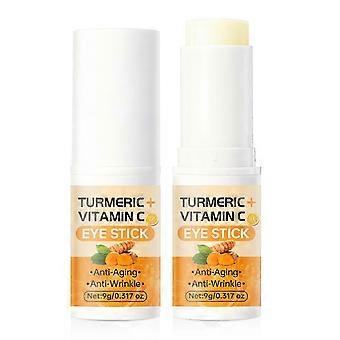 Kurkuma oogstick, hydraterende kurkuma oogbalsem met vitamine C voor donkere kringen, langdurige voedende oogstick, vochtinbrengende crème en verhelderende werking, 9 g