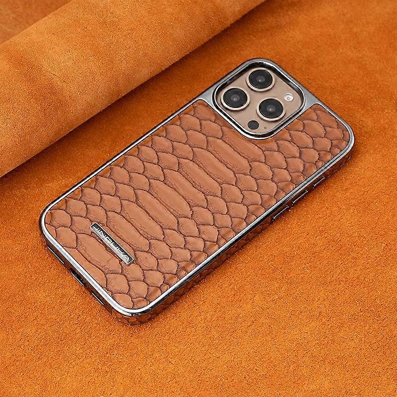 Case for iPhone 17 Pro Electroplated Leather Texture Noz899
