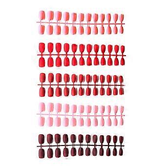 120 Stück künstliche Fingernägel mit mattem Lack, professionelles Nageldesign-Werkzeug für den Salon (Rotwein + Rosa + Dunkelbraun + Hellrosa + Rot)