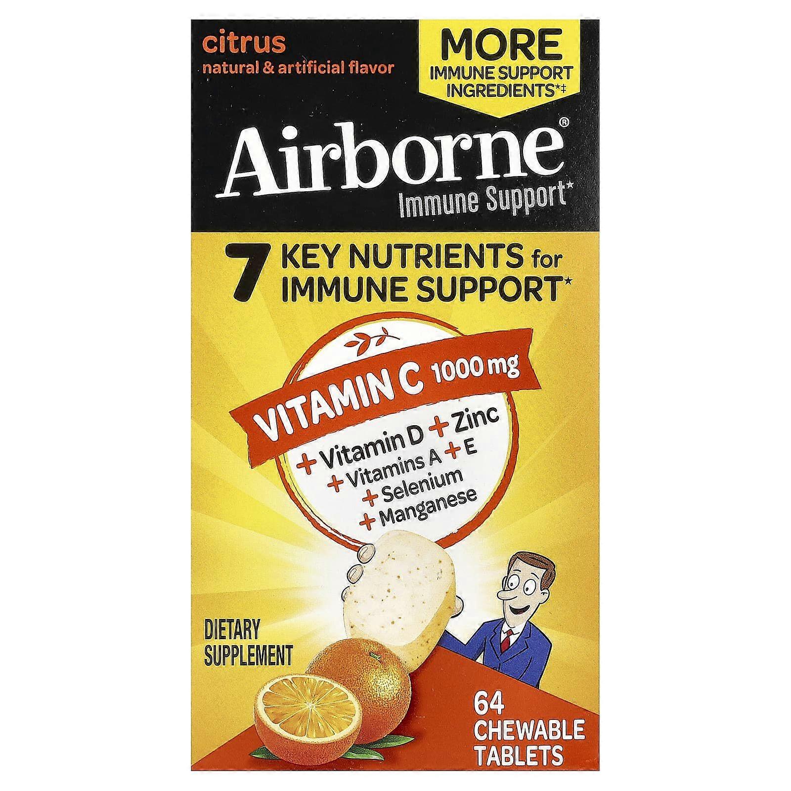 AirBorne, Immune Support, Citrus, 64 Chewable Tablets, 2-Pack